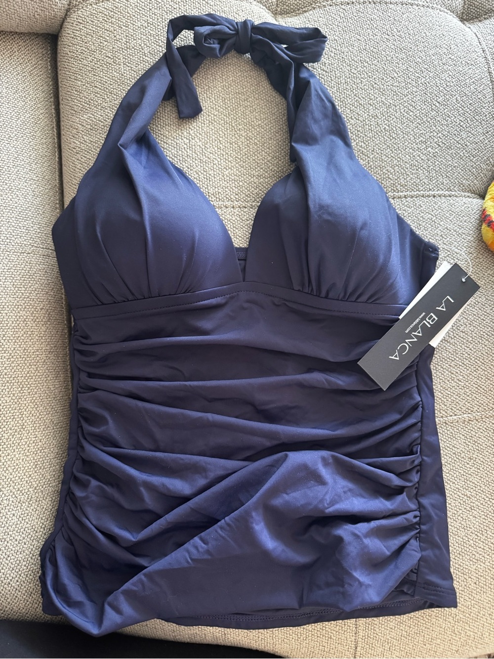 **La Blanca** Island Goddess Halter Tankini Top Indigo 6 NWT - Picture 4 of 4
